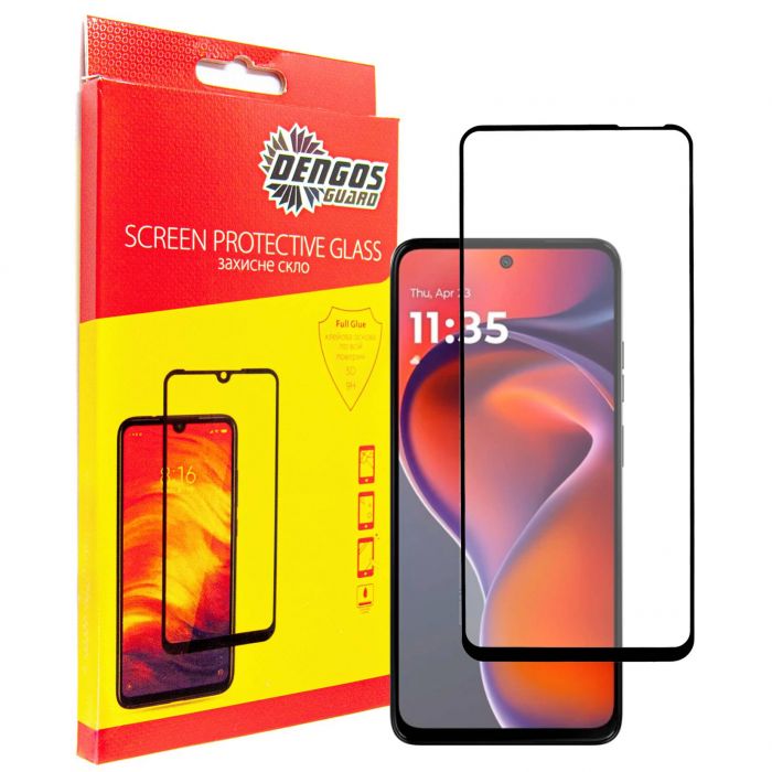 Захисне скло Dengos для Motorola G15/G15 Power Black Full Glue (TGFG-397) 