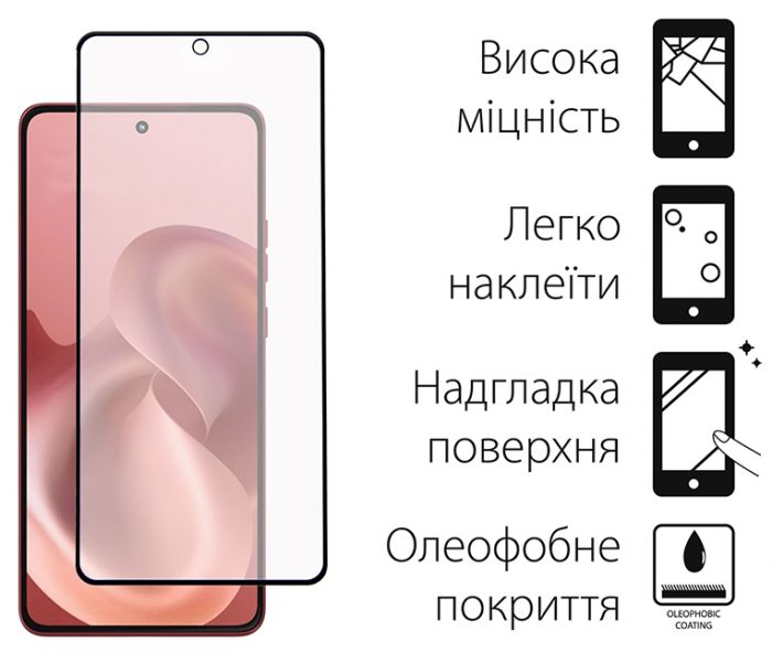 Захисне скло Dengos для Motorola Moto G86 Black Full Glue (TGFG-422)