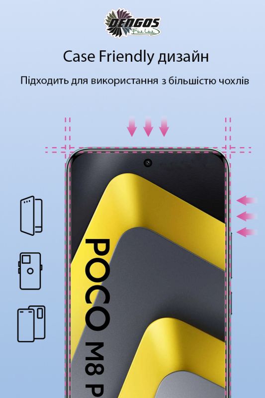 Захисне скло Dengos для Poco M8 Pro 5G Black Full Glue (TGFG-429)