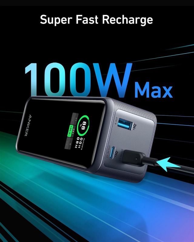 Універсальна мобільна батарея Anker Prime 20000mAh 200W Black (A1336011)