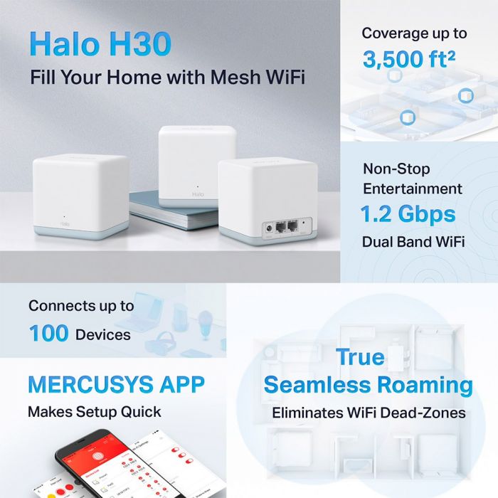 WiFi Mesh-система Mercusys Halo H30 (3-pack)
