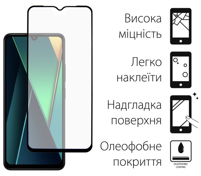 Захисне скло Dengos для Xiaomi Poco C75 Black Full Glue (TGFG-384)