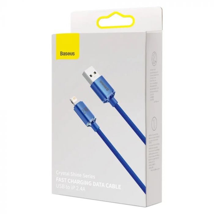 Кабель Baseus Crystal Shine USB - Lightning (M/M), 2.4A, 2 м Blue (CAJY000103)