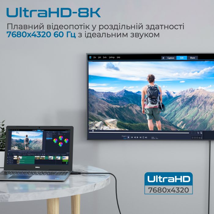 Кабель Promate DPLink-200 DisplayPort - DisplayPort V 1.4 (M/M), 2 м, Black