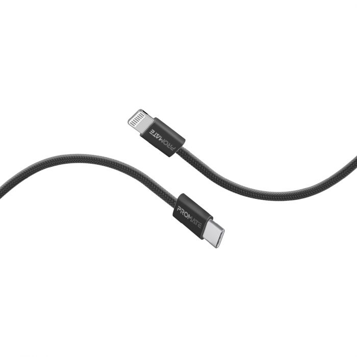 Кабель Promate EcoLine-Ci120 USB Type-C - Lightning (M/M), 3 A, 27 W, 1.2 м, Black