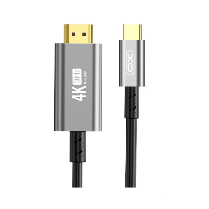Кабель XO HDMI V 1.4 - USB Type-C (M/M), 1.8 м, Black (GB019-CHDMI.tranish)