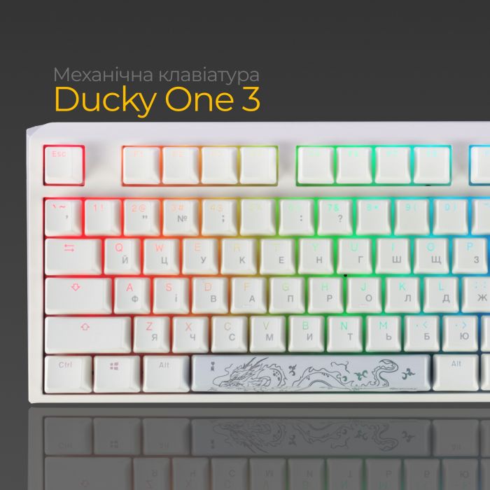 Клавіатура Ducky One 3 Cherry MX Blue RGB UA USB White (DKON2108ST-CUAPXPWWWSC1)