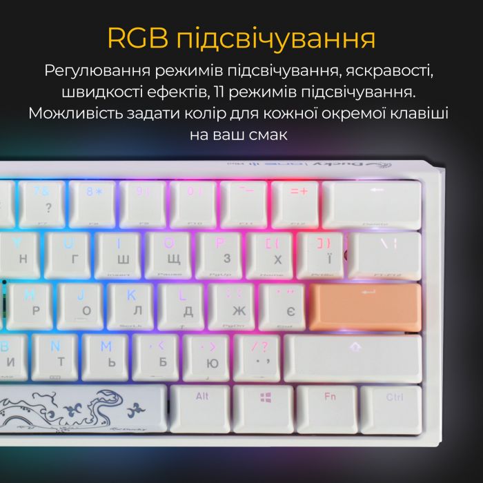 Клавіатура Ducky One 3 Mini Cherry MX Brown RGB UA USB White (DKON2161ST-BUAPXPWWWSC1)