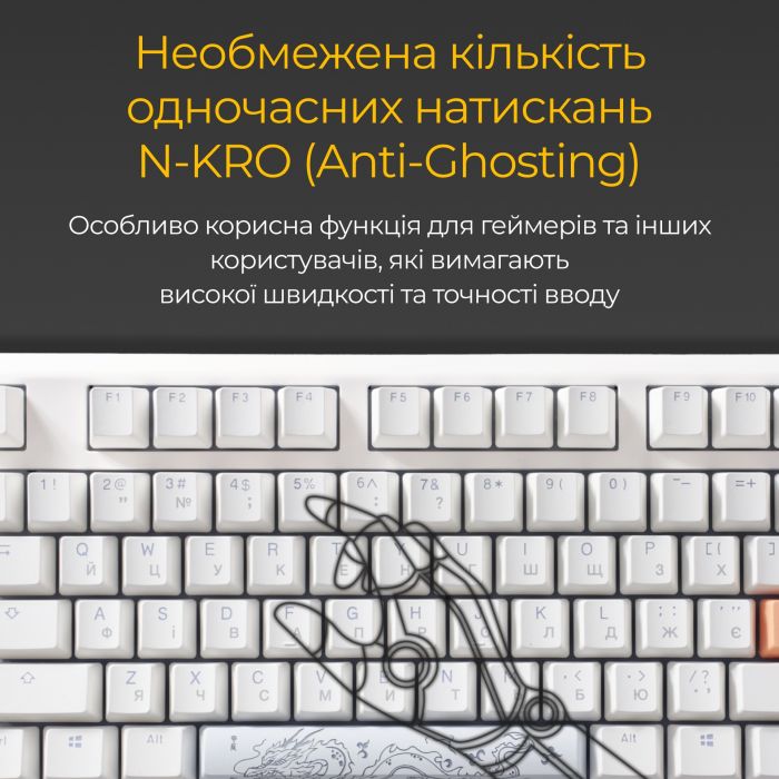 Клавіатура Ducky One 3 TKL Cherry MX Speed Silver RGB UA USB White (DKON2187ST-PUAPXPWWWSC1)