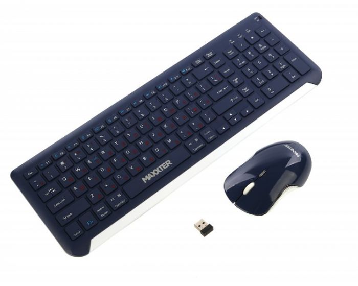 Комплект (клавіатура, миша) бездротовий Maxxter KMS-WCM-01BL-UA Dark Blue