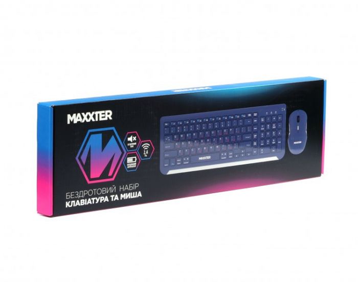 Комплект (клавіатура, миша) бездротовий Maxxter KMS-WCM-01BL-UA Dark Blue