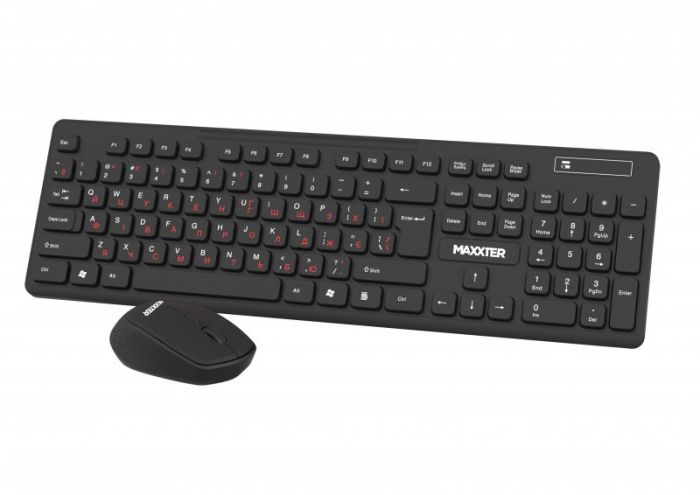 Комплект (клавіатура, миша) бездротовий Maxxter KMS-WCM-02B-UA Black
