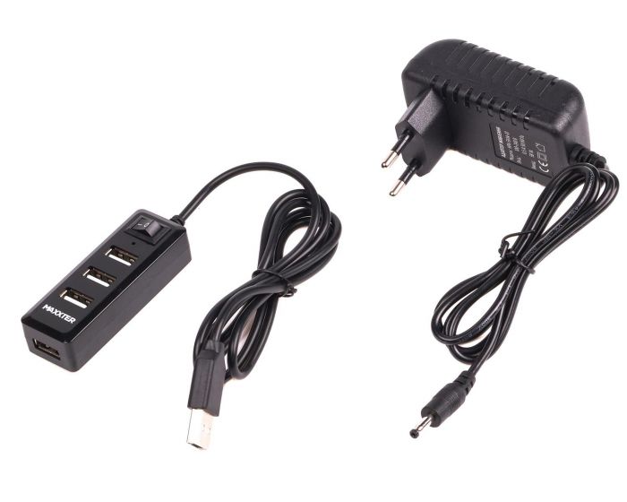 USB-хаб Maxxter 4 ports (HU2A-4P-AC-03)