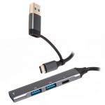 Концентратор USB Type-C/USB Maxxter 1xUSB-A 3.0, 2xUSB-A 2.0, 1xUSB-C Gray (HU3C-4P1CN-01)