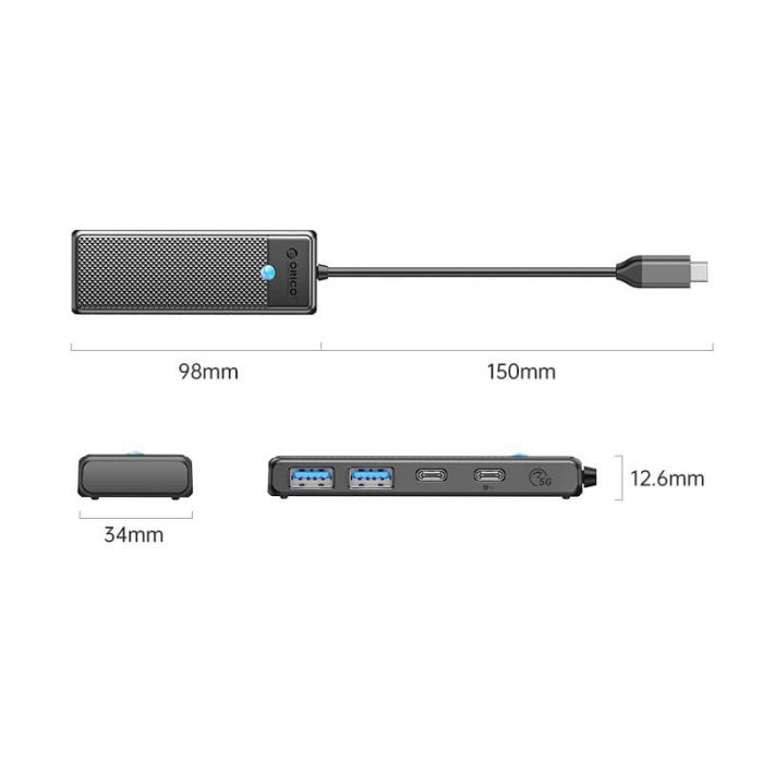 USB-хаб Orico PAPW2AC-C3-015-BK-EP USB Type-C 4-в-1  (CA914210)