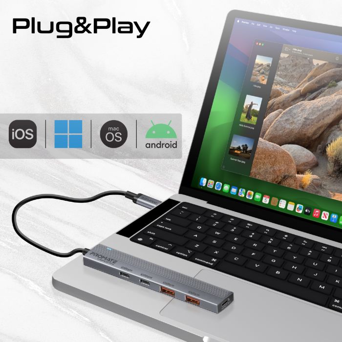 Концентратор USB Type-C Promate LiteHub-Pro 4 in 1 Grey (litehub-pro)