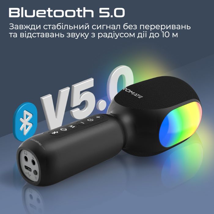 Мікрофон для караоке Promate VocalMic Bluetooth LED Black