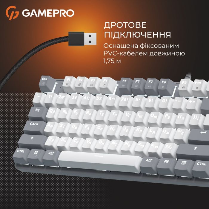Клавіатура GamePro Genesis Metallic MK110G Outemu Red Swithes USB Gray