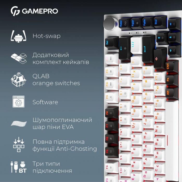 Клавіатура бездротова GamePro Asgard Valhalla MK160W Pro White