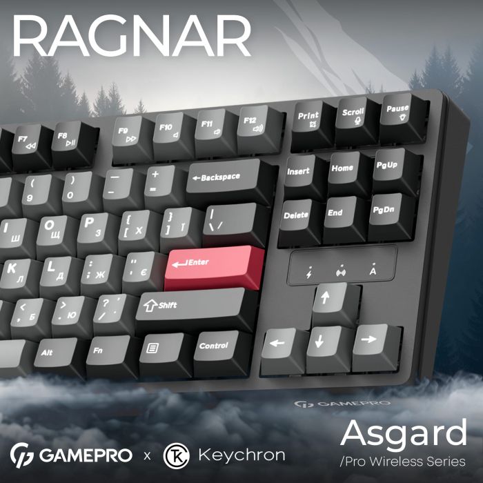 Клавіатура бездротова GamePro Asgard Ragnar Keychron Super Red Switch Black (MK285BK)