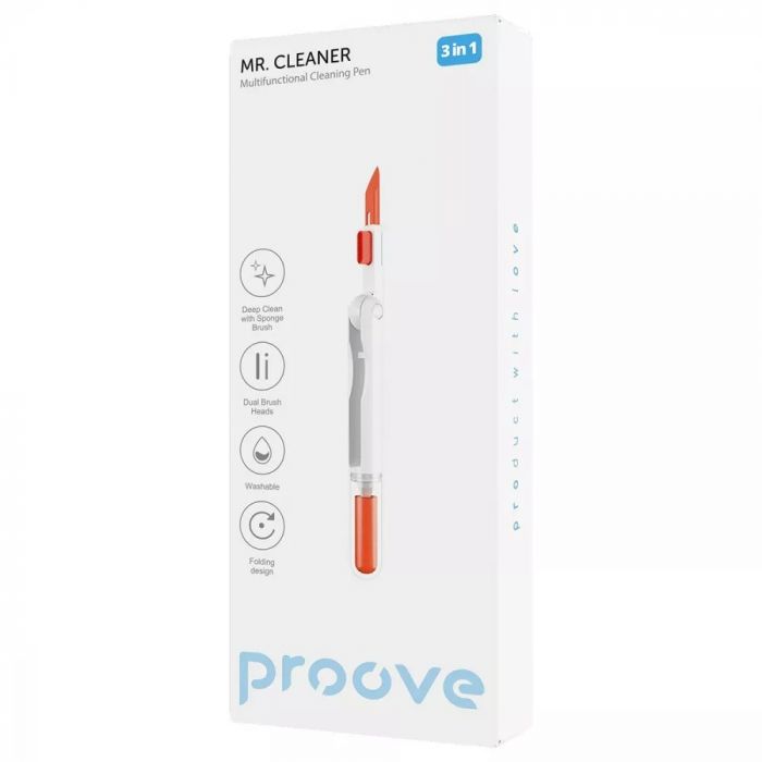 Багатофункціональний набір Proove Mr. Cleaner 3in1 для чищення електроніки та гаджетів White (MCP00000302)
