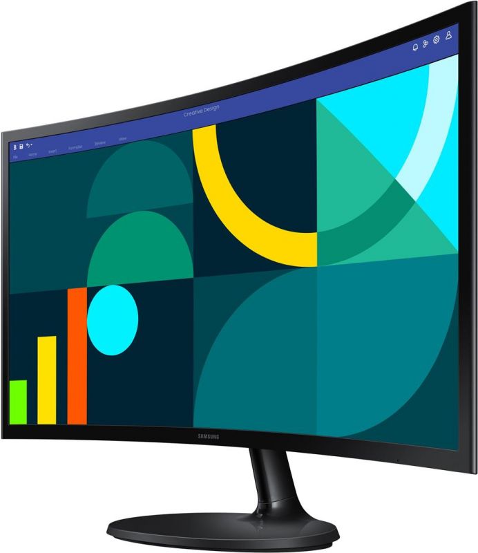 Монiтор Samsung 24" Essential S3 LS24D360 (LS24D360GAIXCI) VA Black Curved 100Hz