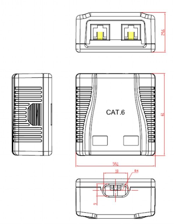 Розетка Cablexpert (NCAC-2F6-01) RJ-45, Cat6, зовнішня, біла