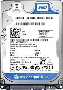 Накопичувач HDD 2.5" SATA  320Gb WD, 8Mb, Caviar Blue (WD3200LPVX)