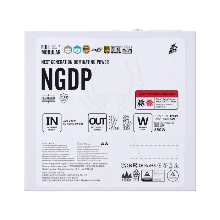 Блок живлення 1stPlayer HA-850BA4 White (NGDP-GLD-850-WH-EU) 850W
