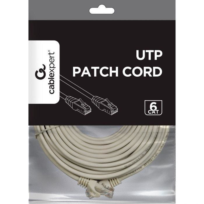 Патч-корд UTP Cablexpert (PP6U-CU-10M) Cat.6, литий, 50u" штекер із засувкою, 10 м, сірий