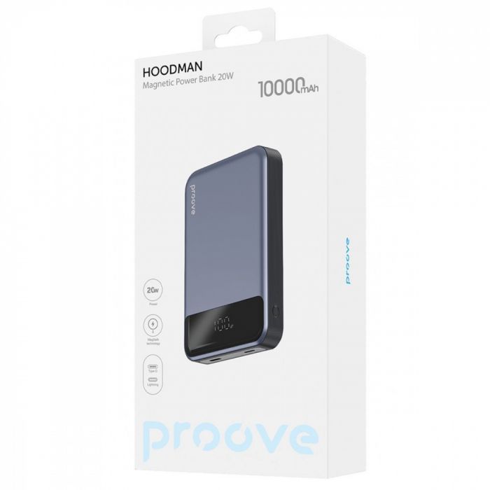 Універсальна мобільна батарея Proove Hoodman Magnetic 20W 10000mAh Gray (PBH120010003)