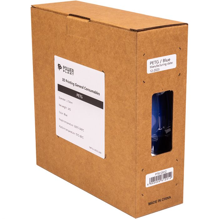 PETG-пластик PowerPlant Filament для 3D-принтера 1.75 мм 1 кг, синій (PT812912)