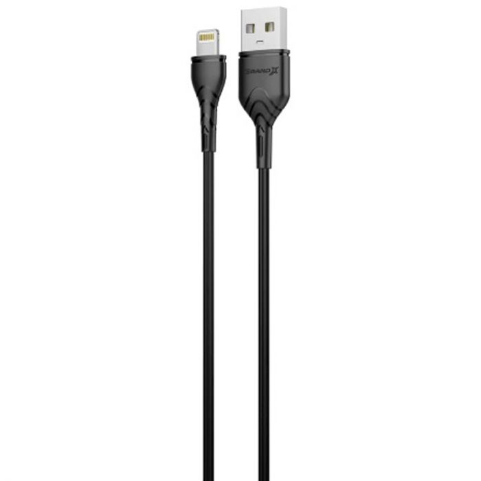 Кабель Grand-X USB - Lightning (M/M), Cu, 2.1 A, 1 м, Black (PL01B)