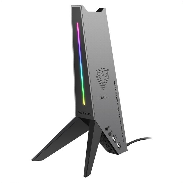 Підставка для навушників Vertux Zulu 2xUSB 2.0 / Mini Jack 3.5 мм Black