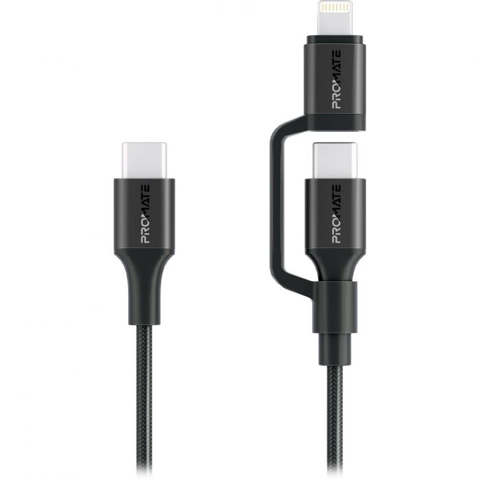 Кабель Promate USB Type-C - USB Type-C Lightning (M/M), 3A, 60W, 1.2 м, Black (powerlink-cci.black)