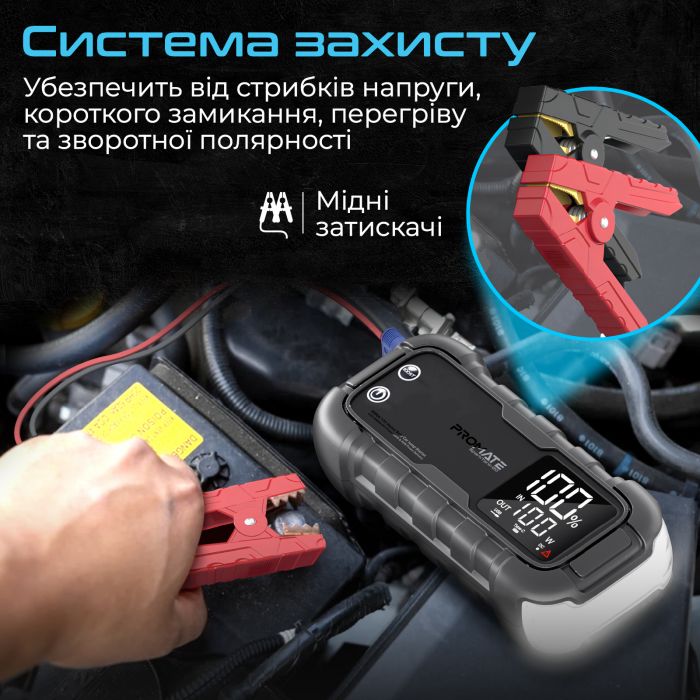 Пускозарядний пристрій Promate SparkTank-20 20000mAh 1000A/2000A Jump Starter Black