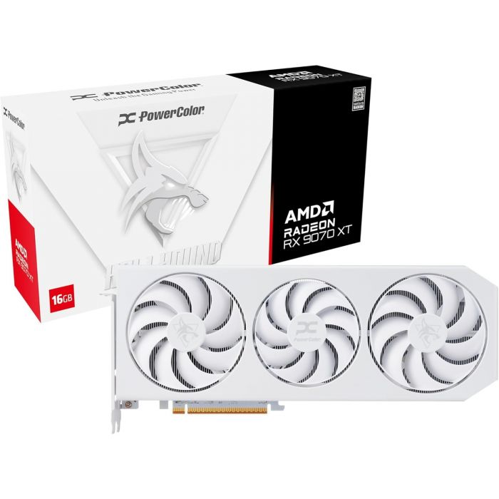 Відеокарта AMD Radeon RX 9070 XT 16GB GDDR6 Hellhound Spectral White PowerColor (RX9070XT 16G-L/OC/WHITE)
