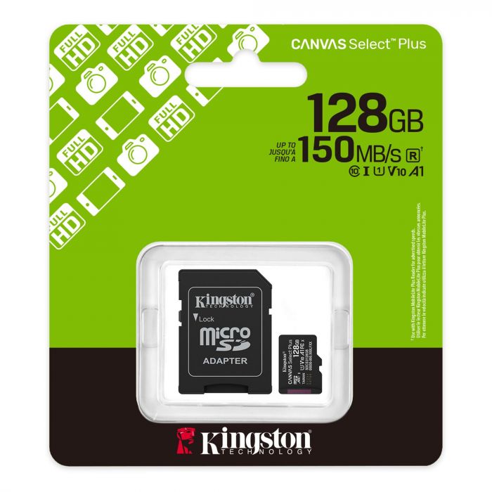 Карта пам`яті MicroSDXC 128GB UHS-I Class 10 Kingston Canvas Select Plus R150MB/s (SDCS3/128GBSP)