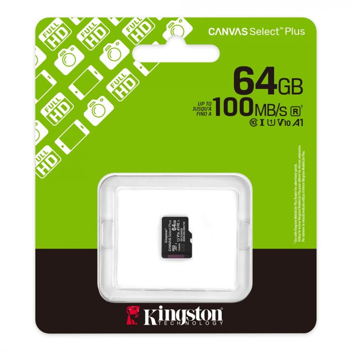Карта пам`яті MicroSDXC 64GB UHS-I Class 10 Kingston Canvas Select Plus R150MB/s (SDCS3/64GBSP)