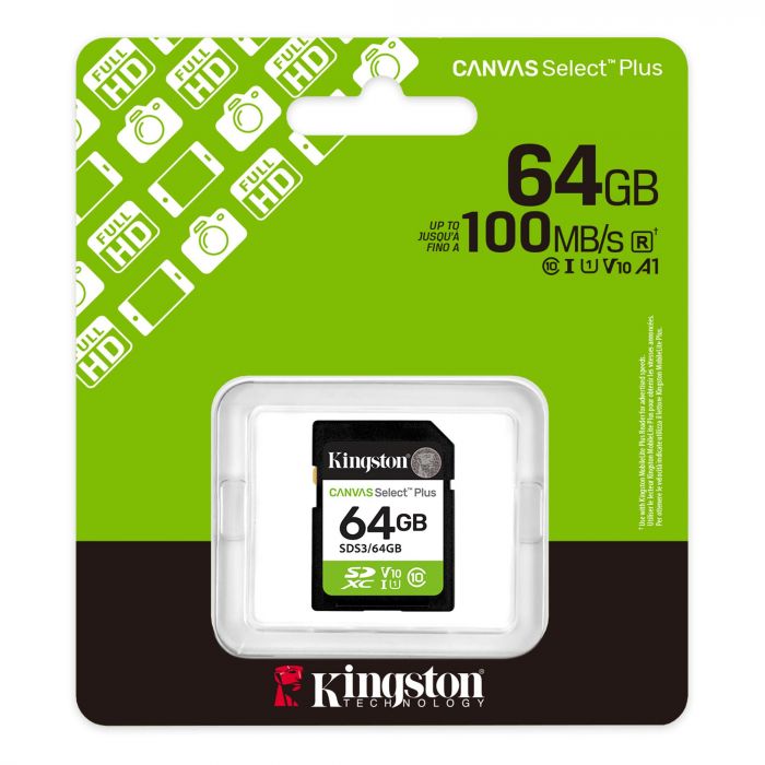 Карта пам`яті SDXC 64GB UHS-I Class 10 Kingston Canvas Select Plus R100MB/s (SDS3/64GB)