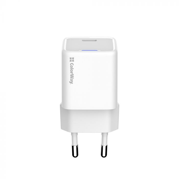 Мережевий зарядний пристрій ColorWay GaN Mini 25W PD Port PPS USB-C White (CW-CHS052PD-WT)