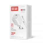 Мережевий зарядний пристрій ColorWay GaN Mini 35W PD Port PPS USB-C White (CW-CHS056PDC-WT) + кабель USB Type-C