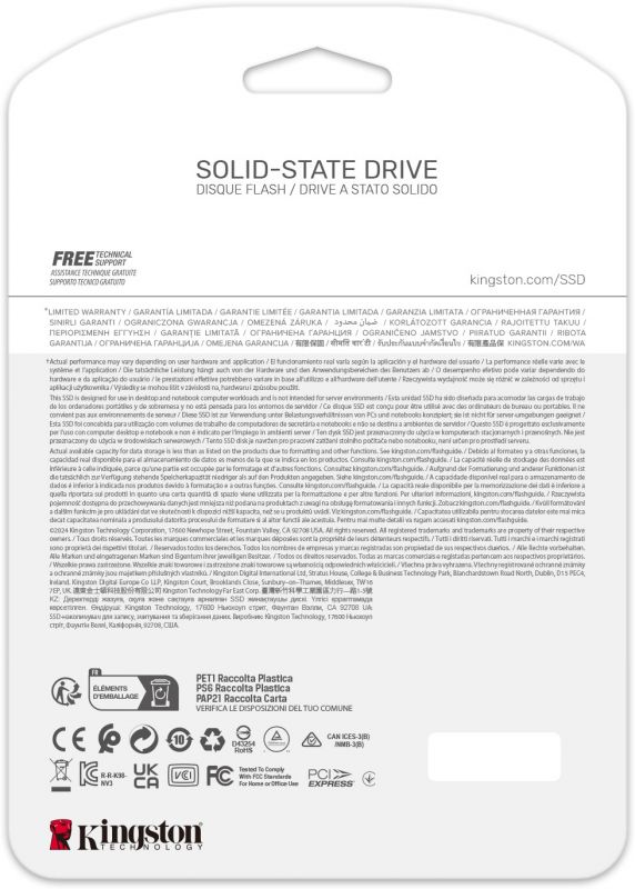 Накопичувач SSD 1TB M.2 NVMe Kingston NV3 M.2 2280 PCIe Gen4.0 x4 (SNV3S/1000G)