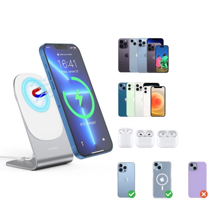 Бездротовий зарядний пристрій Choetech T518-F 15W + підставка-тримач