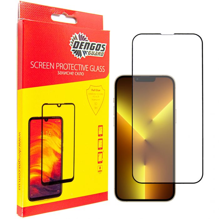 Захисне скло Dengos для Apple iPhone 13 Black Full Glue (TGFG-316)