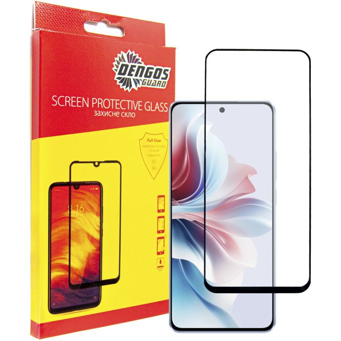 Захисне скло Dengos для Oppo Reno 11F Black Full Glue (TGFG-359)