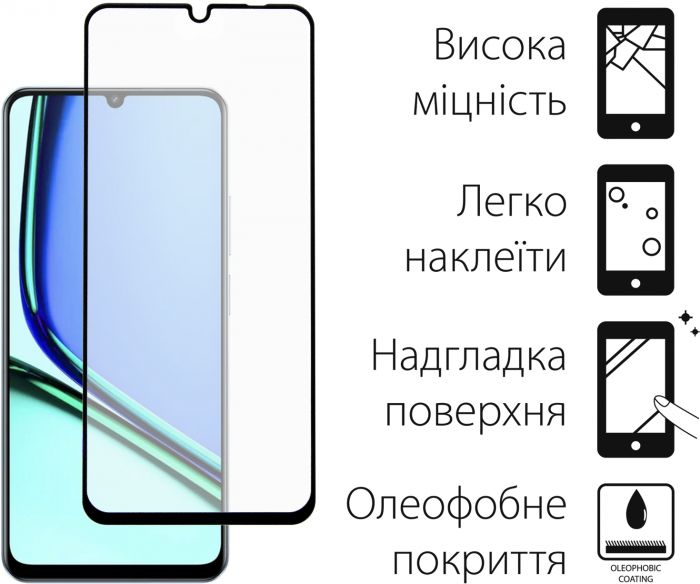 Захисне скло Dengos для Realme Note 60 Black Full Glue (TGFG-400) 