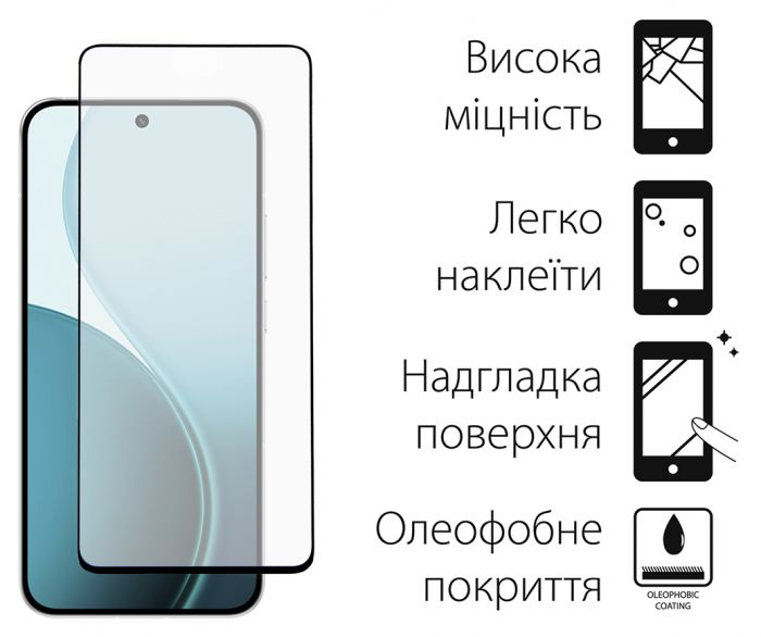 Захисне скло Dengos для Oppo Reno14 F/FS Black Full Glue (TGFG-419)