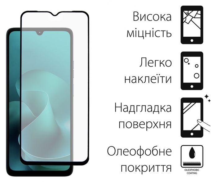 Захисне скло Dengos для Motorola G06 Black Full Glue (TGFG-420)