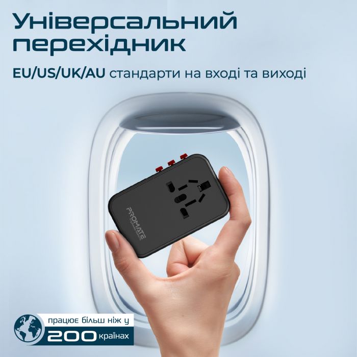 Зарядний пристрій Promate TripMate-GaN75 75W Black